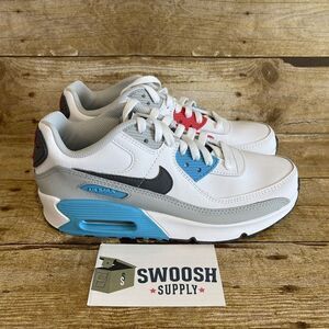 Nike Air Max 90 LTR White Chlorine Blue GS Size 5.5Y Women Size 7 CD6864-108 New